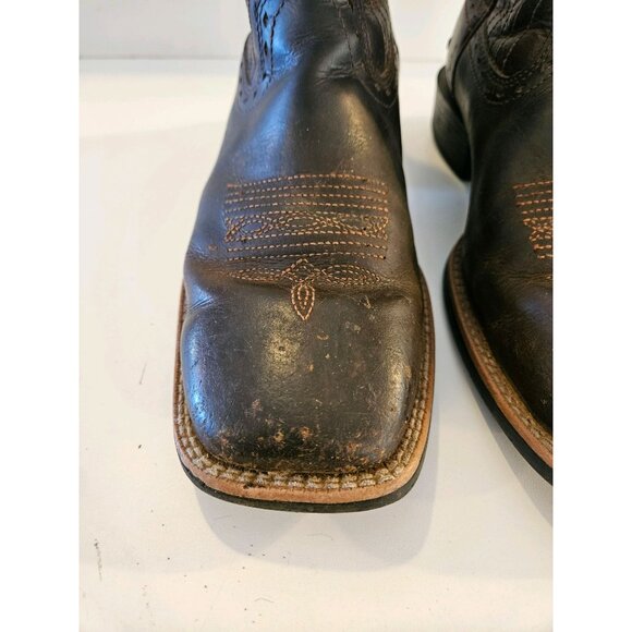 Ariat Brown Mens Leather Cowboy Boots Size 9.5D Western Square Toe Style 1001096 - Picture 8 of 13
